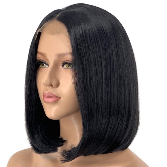 ? 14” BLACK STRAIGHT BOB LACE FRONT WIG? *…NEW main image 6
